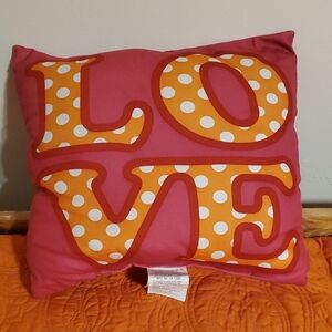 Pink and Orange 'LOVE' Decorative Accent Pillow